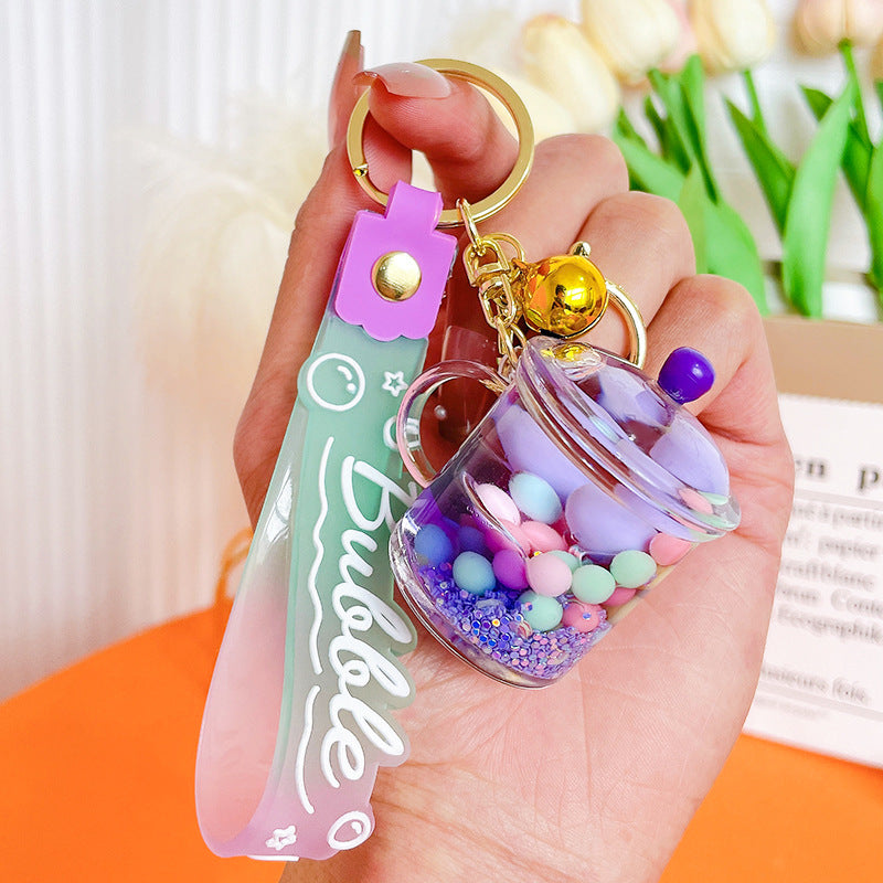 Wholesale Acrylic Oil-In Mugs Liquid Quicksand Keychain